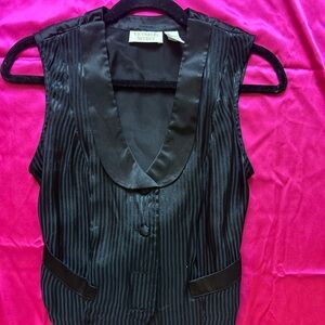 Victoria's Secret Black Satin-Trim Pinstripe Sleeveless Tunic